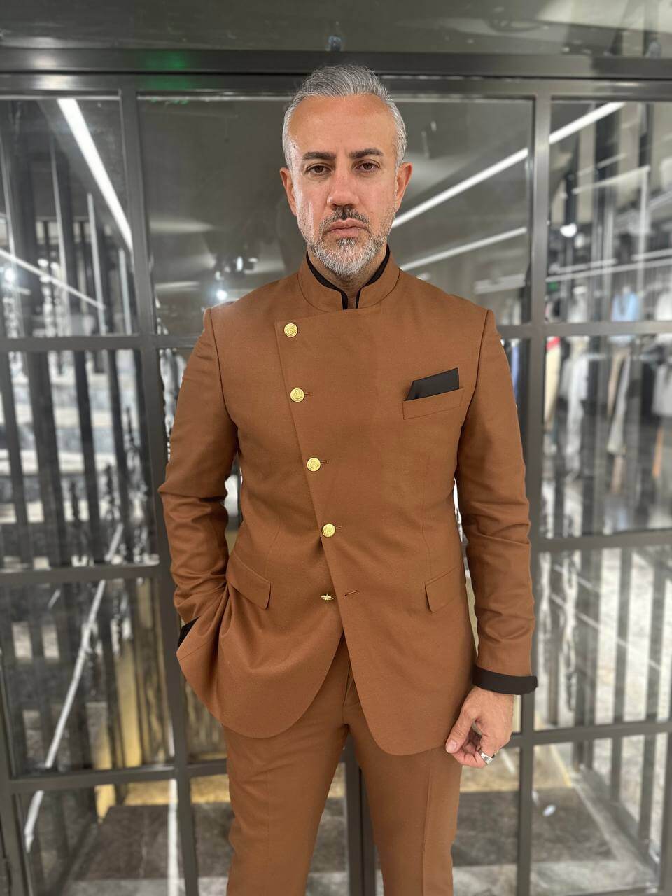 Andria Mandarin Suit — Amber Slim Fit · Oliver Bradley