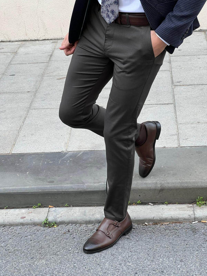 Andria Slim Fit Pants — Khaki · Oliver Bradley