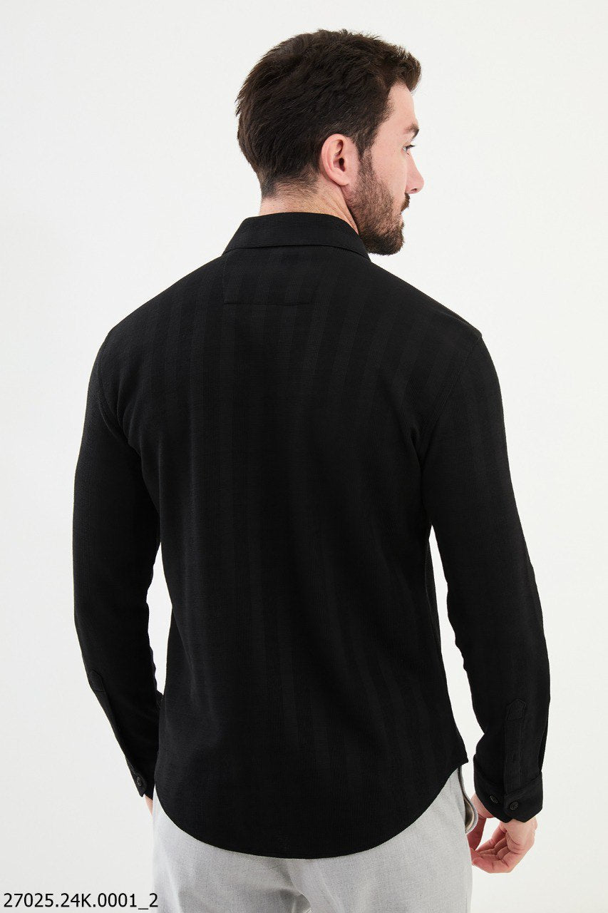 Angers Striped Shirt — Black · Oliver Bradley