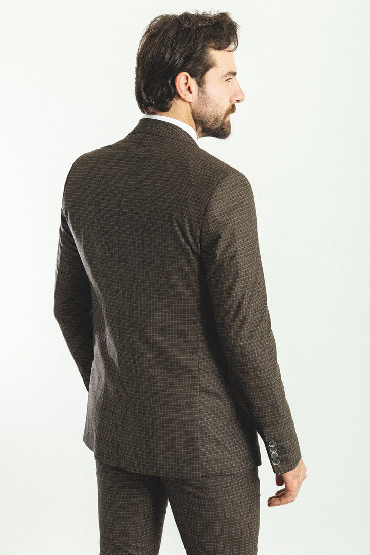 Anghiari 3 Piece Suit — Brown Check · Oliver Bradley