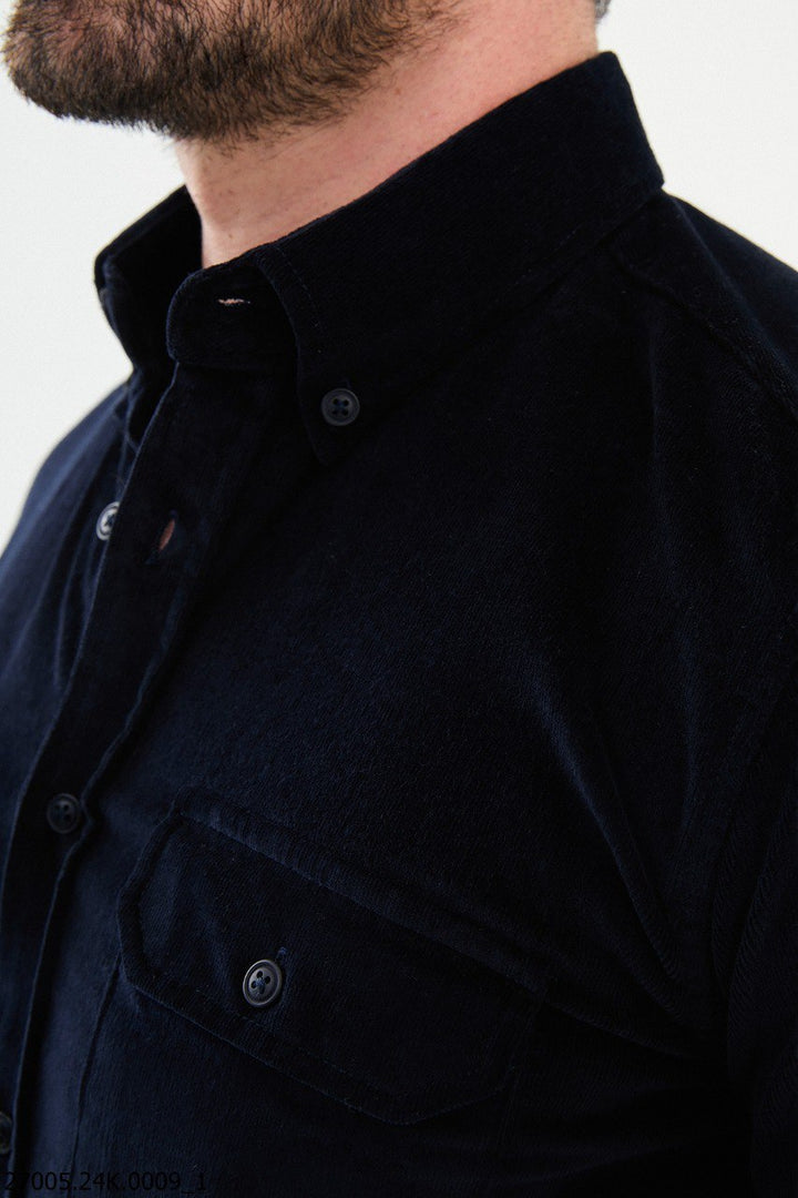 Annecy Corduroy Shirt — Navy · Oliver Bradley