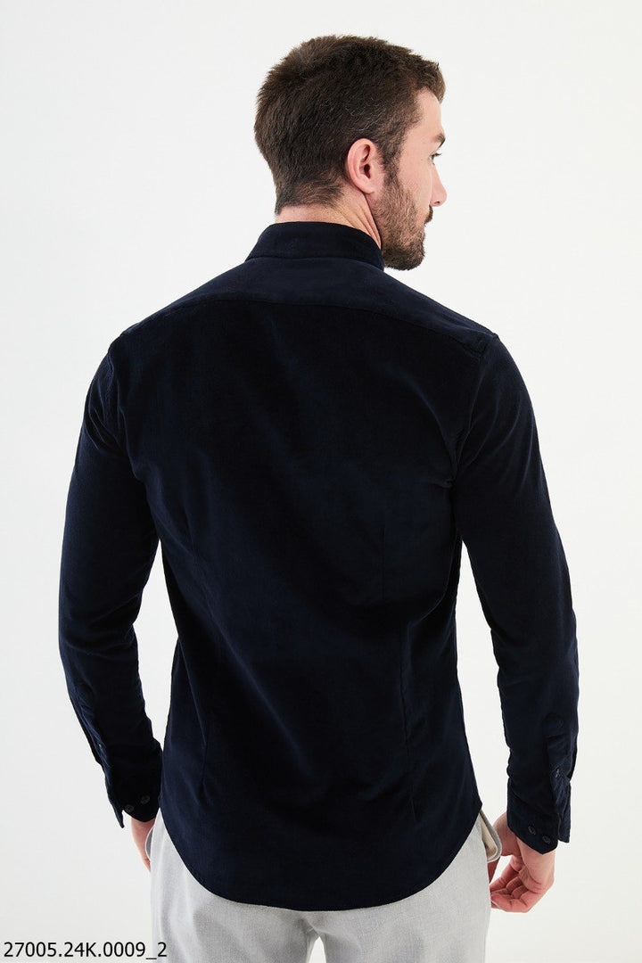 Annecy Corduroy Shirt — Navy · Oliver Bradley