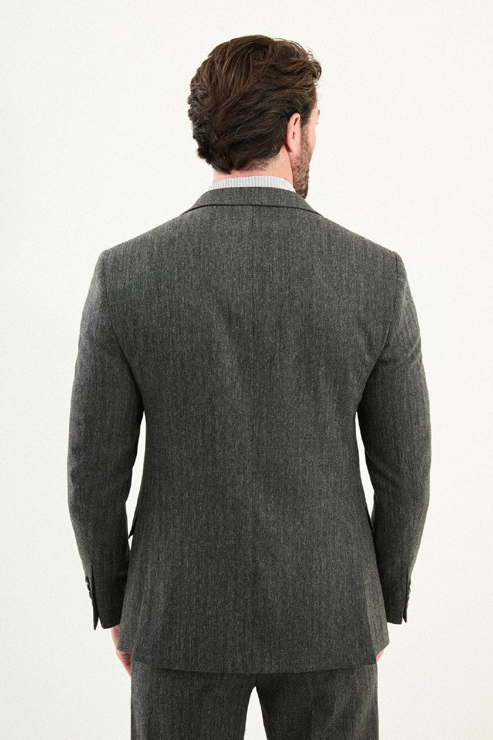 Annecy Slim Fit Suit — Grey Herringbone · Oliver Bradley