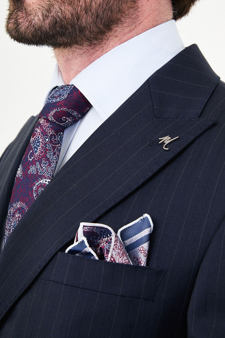 Antibes Double Breasted Suit — Navy Pinstripe · Oliver Bradley