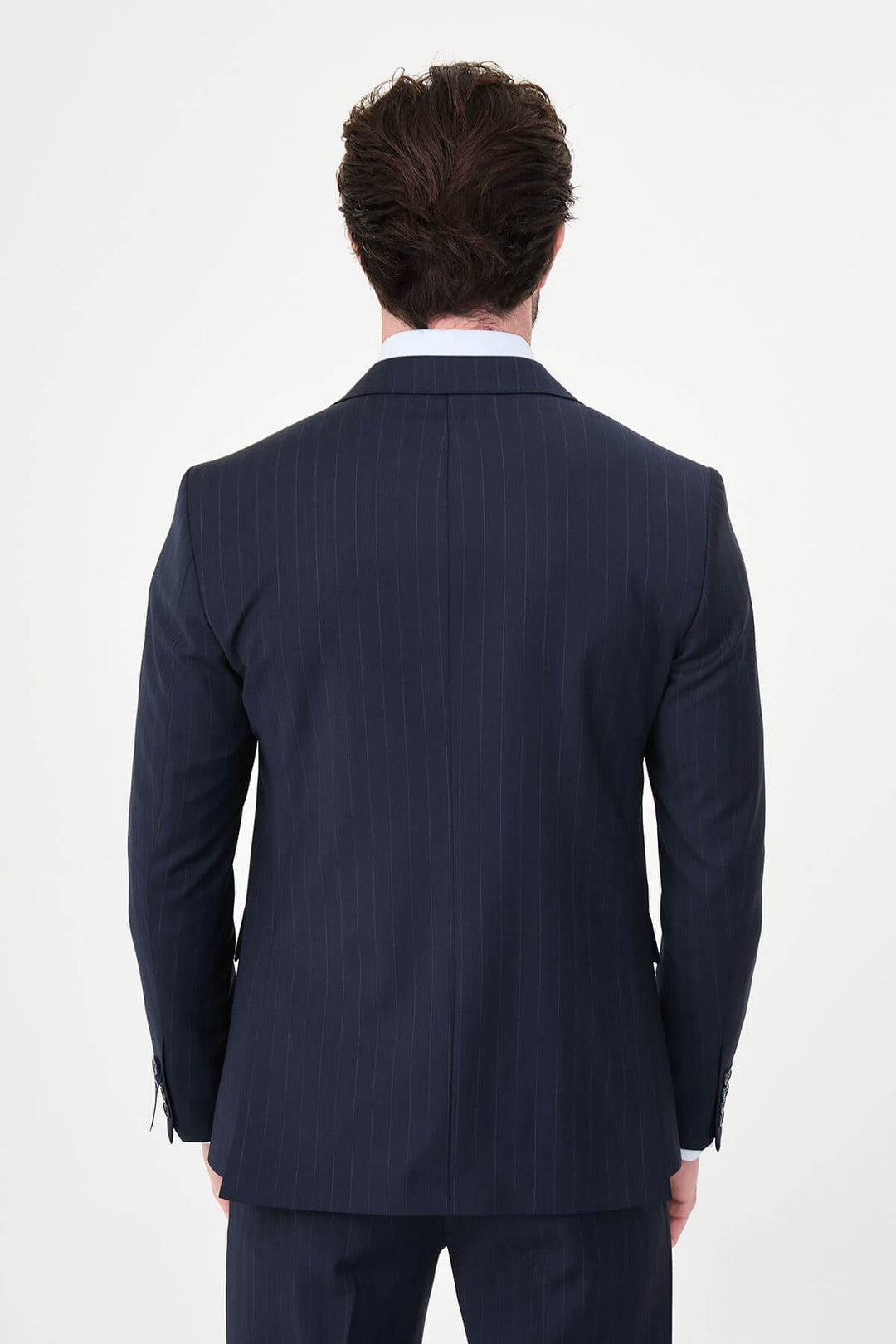 Antibes Double Breasted Suit — Navy Pinstripe · Oliver Bradley