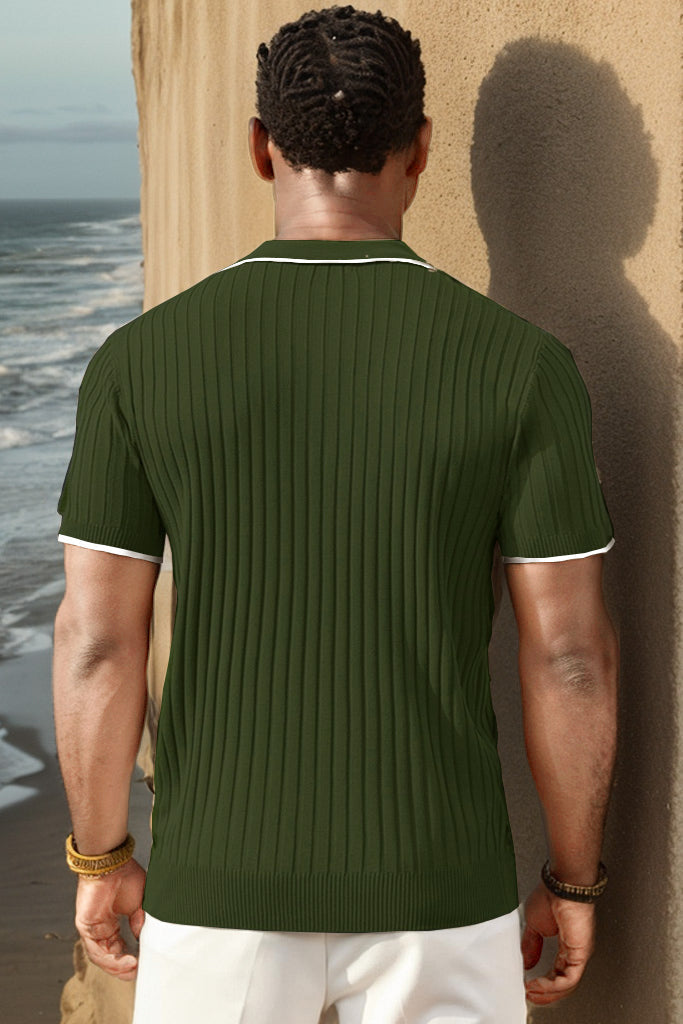 Aule Rib Knit Polo Shirt · Oliver Bradley