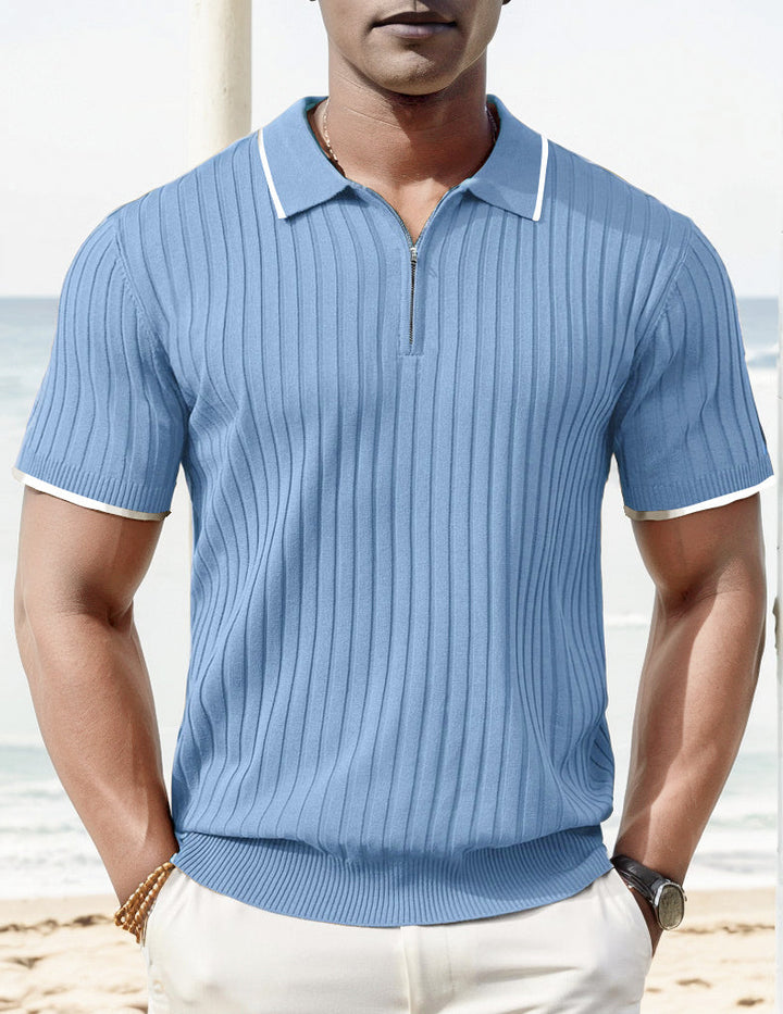 Aule Rib Knit Polo Shirt · Oliver Bradley