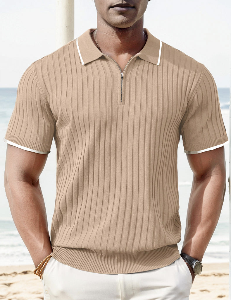 Aule Rib Knit Polo Shirt · Oliver Bradley