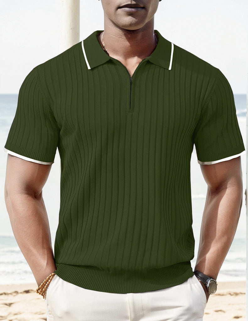 Aule Rib Knit Polo Shirt · Oliver Bradley