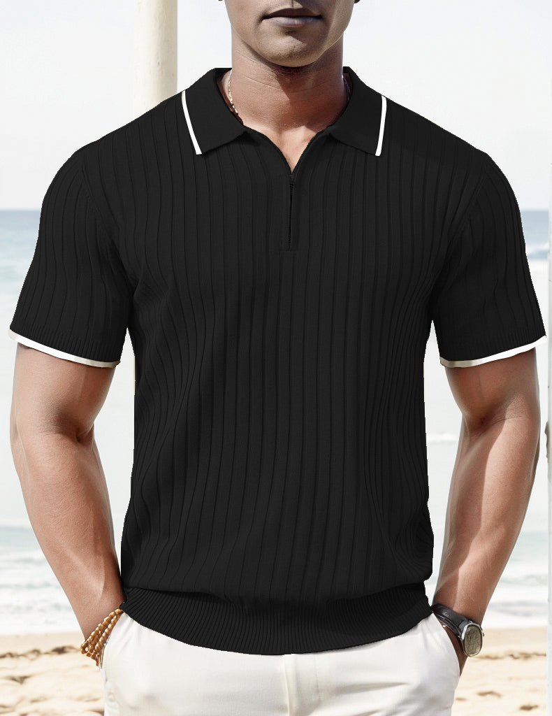 Aule Rib Knit Polo Shirt · Oliver Bradley