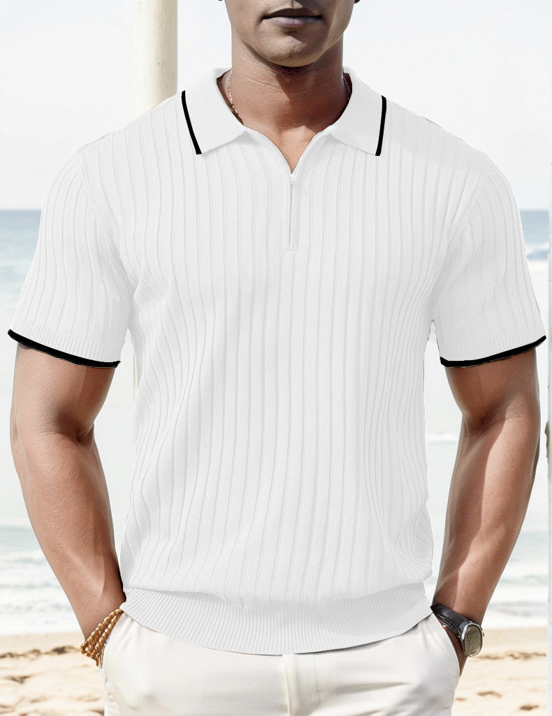 Aule Rib Knit Polo Shirt · Oliver Bradley