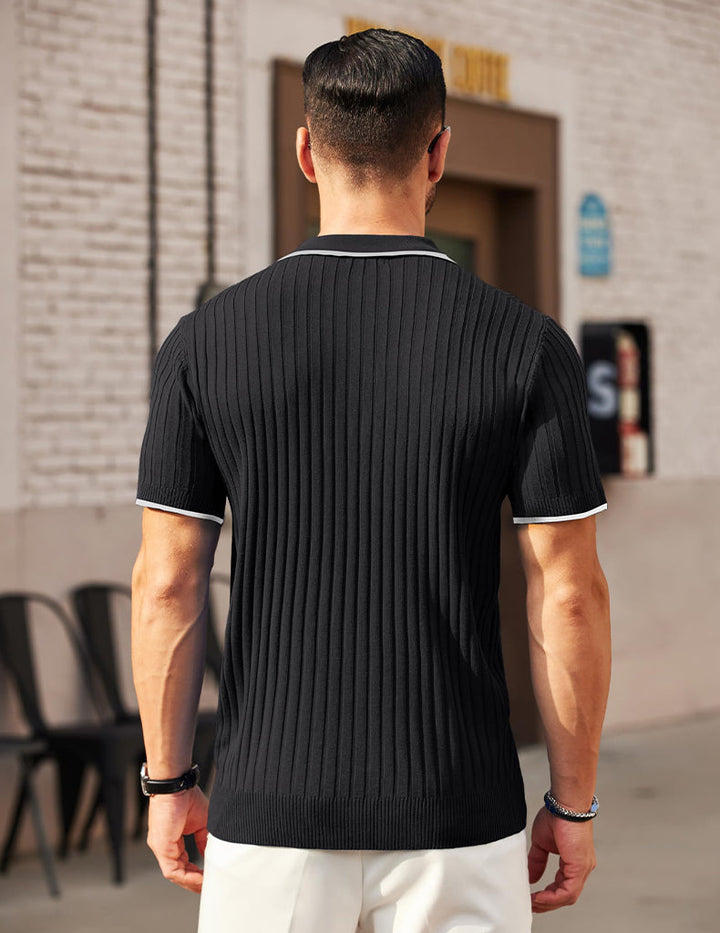 Aule Rib Knit Polo Shirt · Oliver Bradley