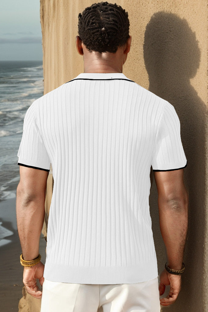 Aule Rib Knit Polo Shirt · Oliver Bradley