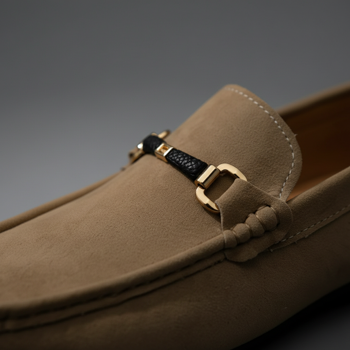 Bellano Men Rubber Sole Suede Buckle Loafers · Oliver Bradley