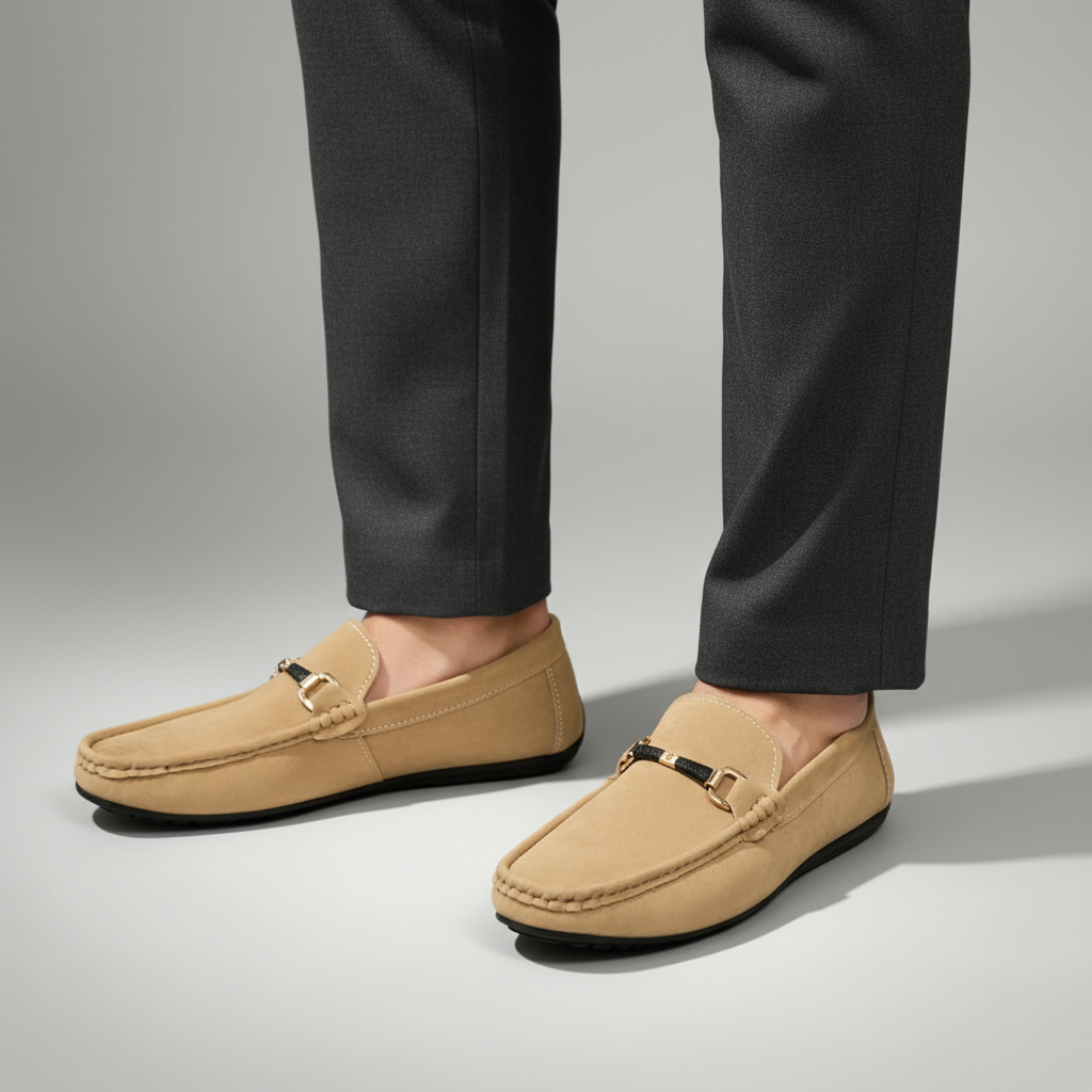 Bellano Men Rubber Sole Suede Buckle Loafers · Oliver Bradley
