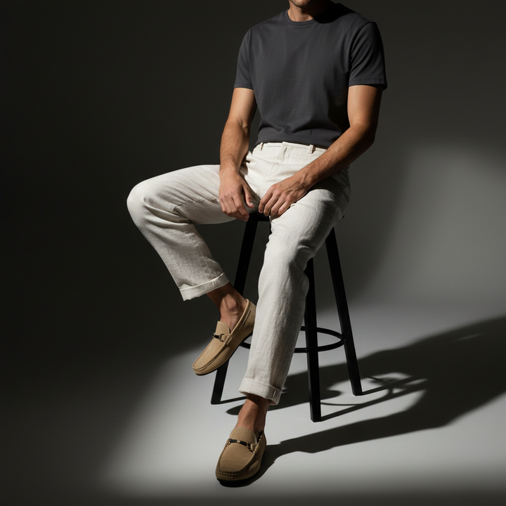 Bellano Men Rubber Sole Suede Buckle Loafers · Oliver Bradley