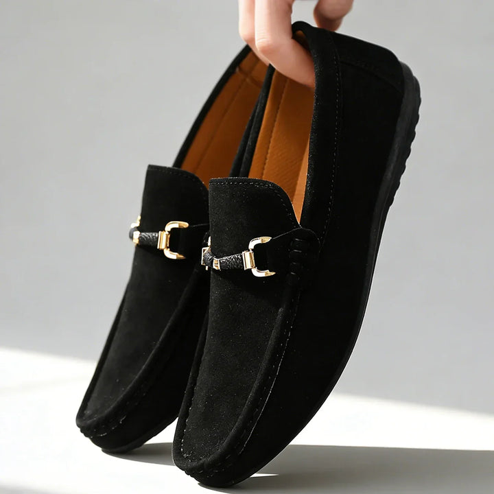 Bellano Men Rubber Sole Suede Buckle Loafers · Oliver Bradley