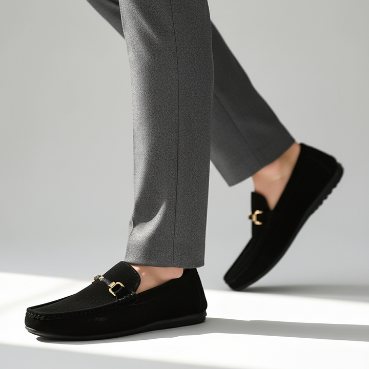 Bellano Men Rubber Sole Suede Buckle Loafers · Oliver Bradley