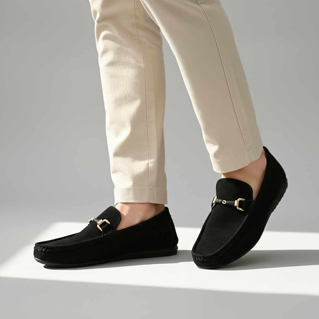 Bellano Men Rubber Sole Suede Buckle Loafers · Oliver Bradley