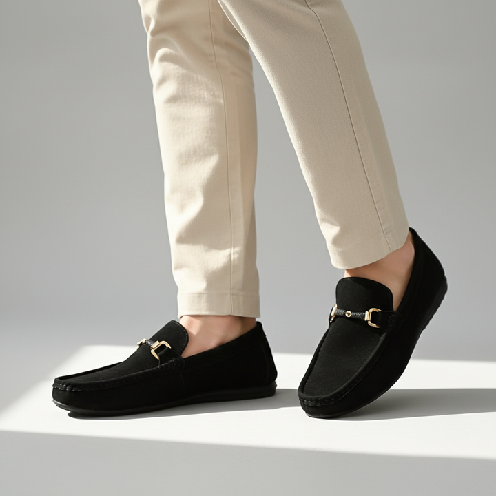 Bellano Men Rubber Sole Suede Buckle Loafers · Oliver Bradley