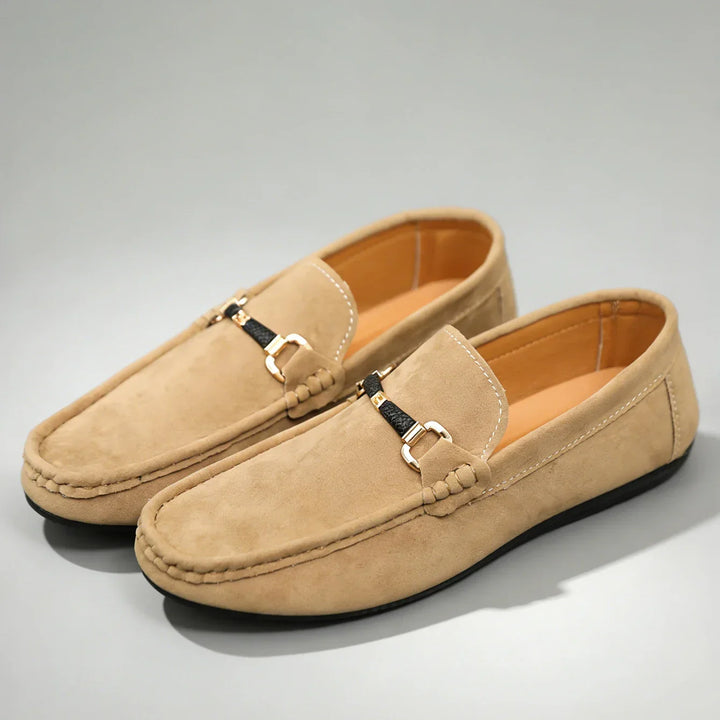 Bellano Men Rubber Sole Suede Buckle Loafers · Oliver Bradley