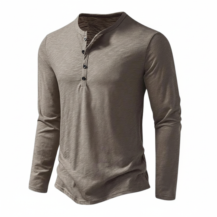 Benjamin | Herren Henley Langarmoberteil mit Knopfleiste am Kragen · Oliver Bradley