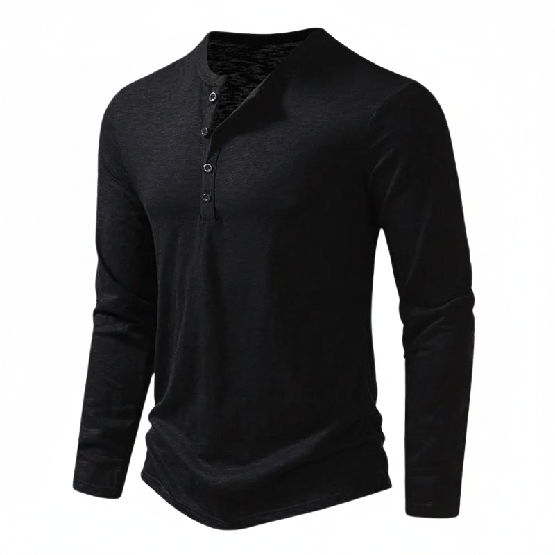Benjamin | Herren Henley Langarmoberteil mit Knopfleiste am Kragen · Oliver Bradley
