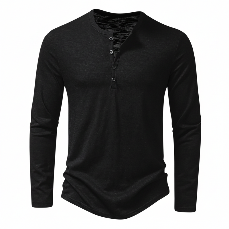 Benjamin | Herren Henley Langarmoberteil mit Knopfleiste am Kragen · Oliver Bradley