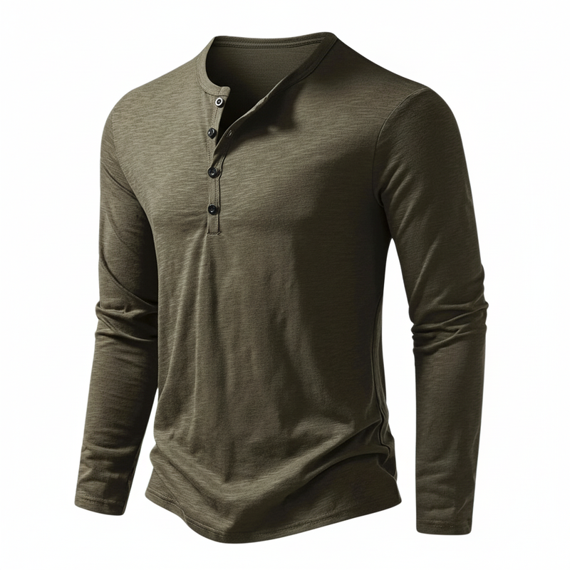 Benjamin | Herren Henley Langarmoberteil mit Knopfleiste am Kragen · Oliver Bradley