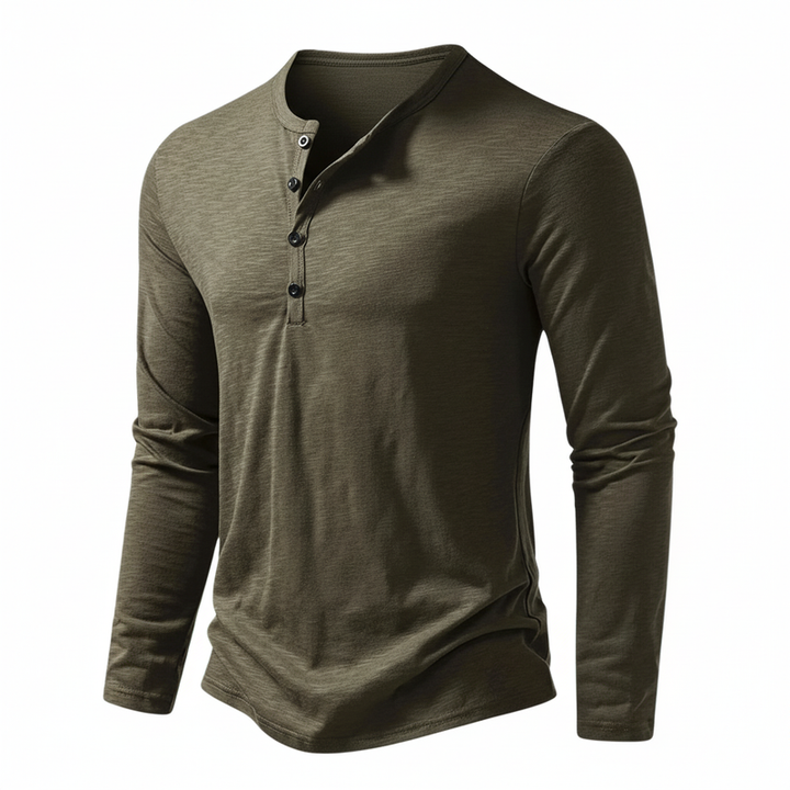 Benjamin | Herren Henley Langarmoberteil mit Knopfleiste am Kragen · Oliver Bradley