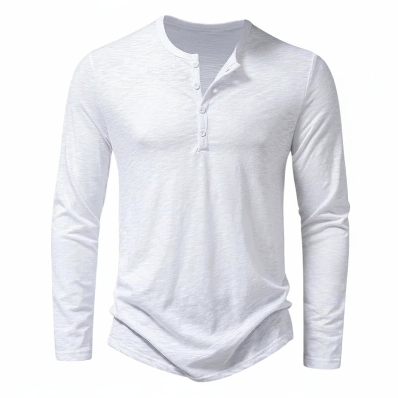 Benjamin | Herren Henley Langarmoberteil mit Knopfleiste am Kragen · Oliver Bradley