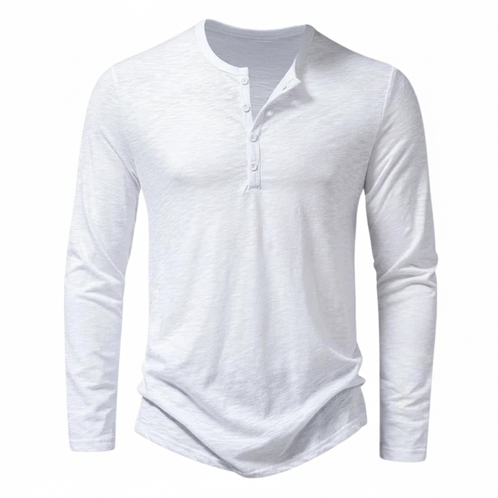 Benjamin | Herren Henley Langarmoberteil mit Knopfleiste am Kragen · Oliver Bradley