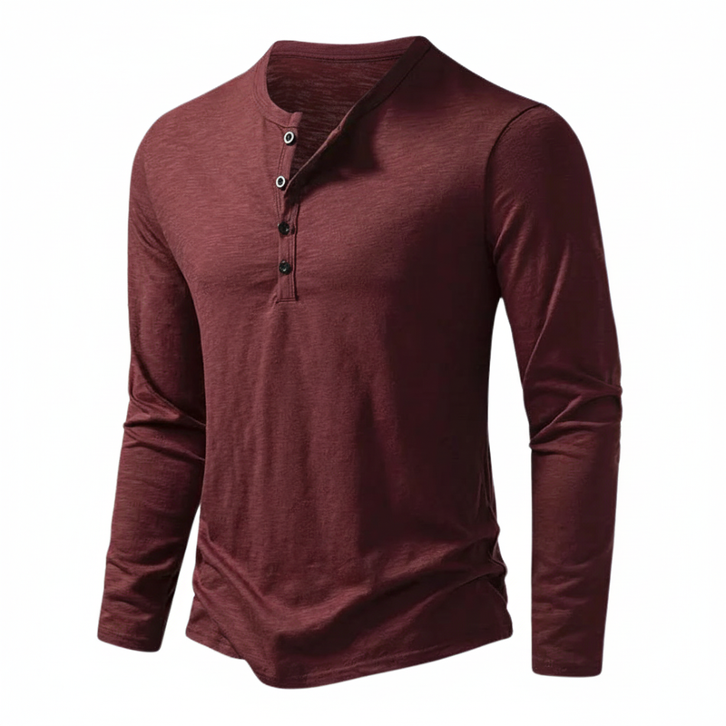 Benjamin | Herren Henley Langarmoberteil mit Knopfleiste am Kragen · Oliver Bradley