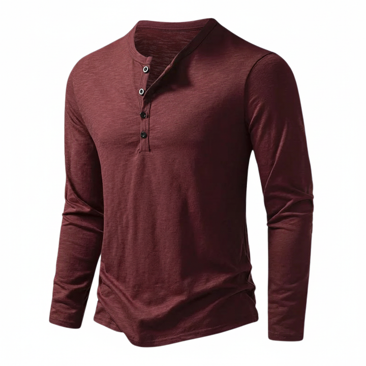 Benjamin | Herren Henley Langarmoberteil mit Knopfleiste am Kragen · Oliver Bradley