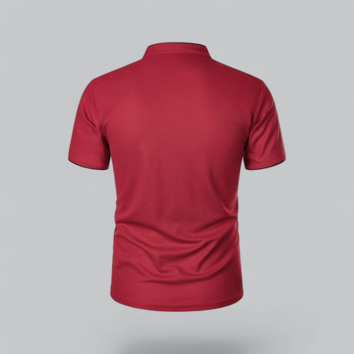 Benjamin | Men's Cotton Short-Sleeve Mandarin Collar Polo Shirt · Oliver Bradley
