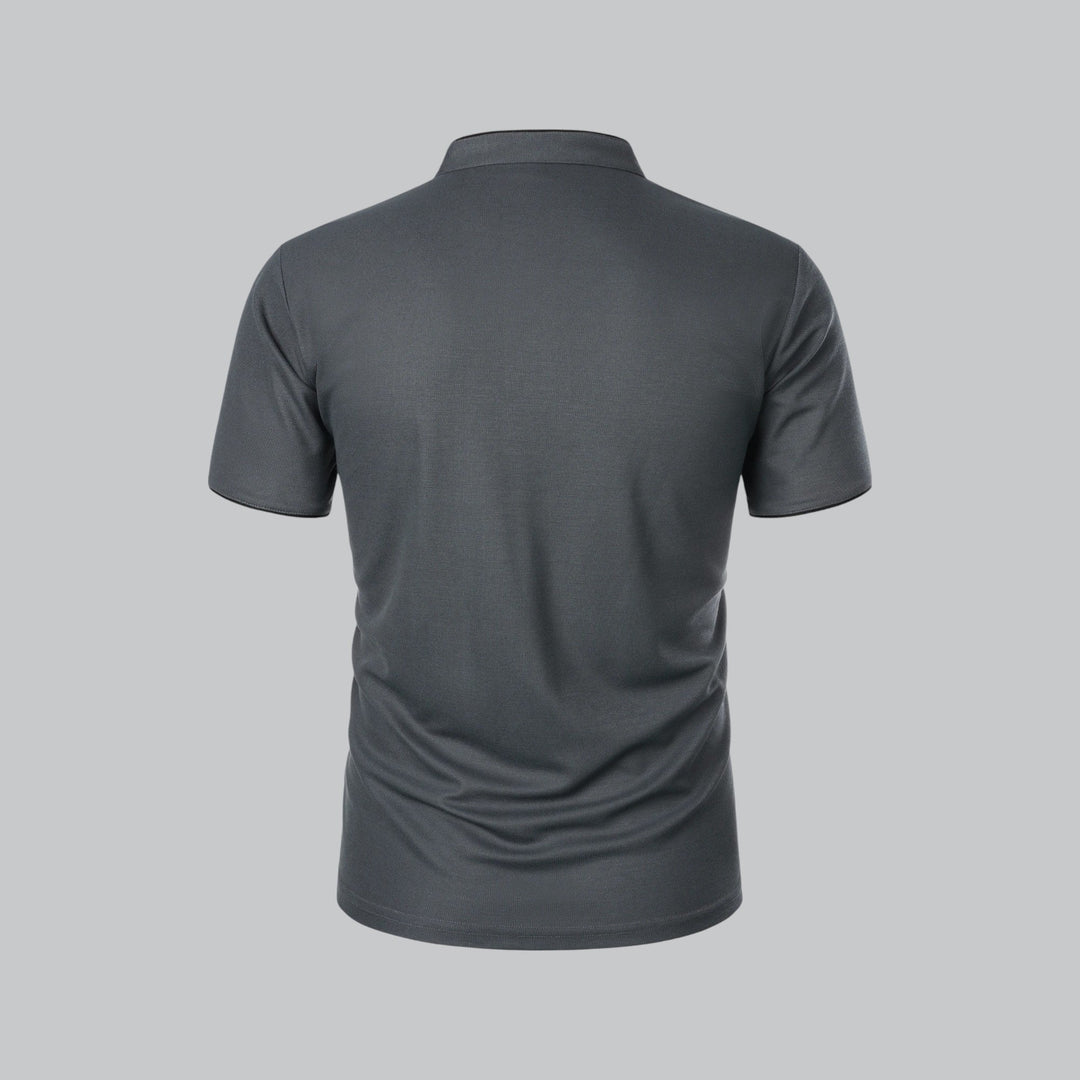 Benjamin | Men's Cotton Short-Sleeve Mandarin Collar Polo Shirt · Oliver Bradley