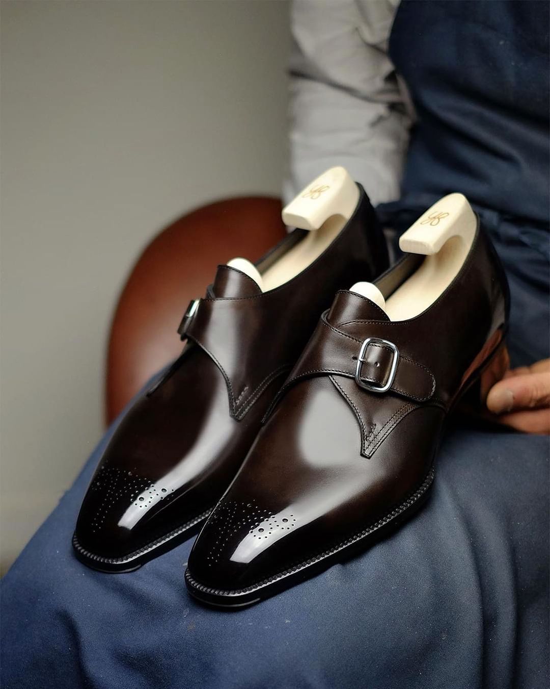 Brown Leather Stellan Single Monk Straps - Formal Shoes · Oliver Bradley