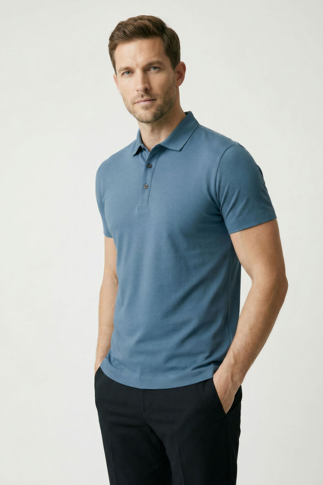 Camisa Polo Masculina em Seda Gelo · Oliver Bradley