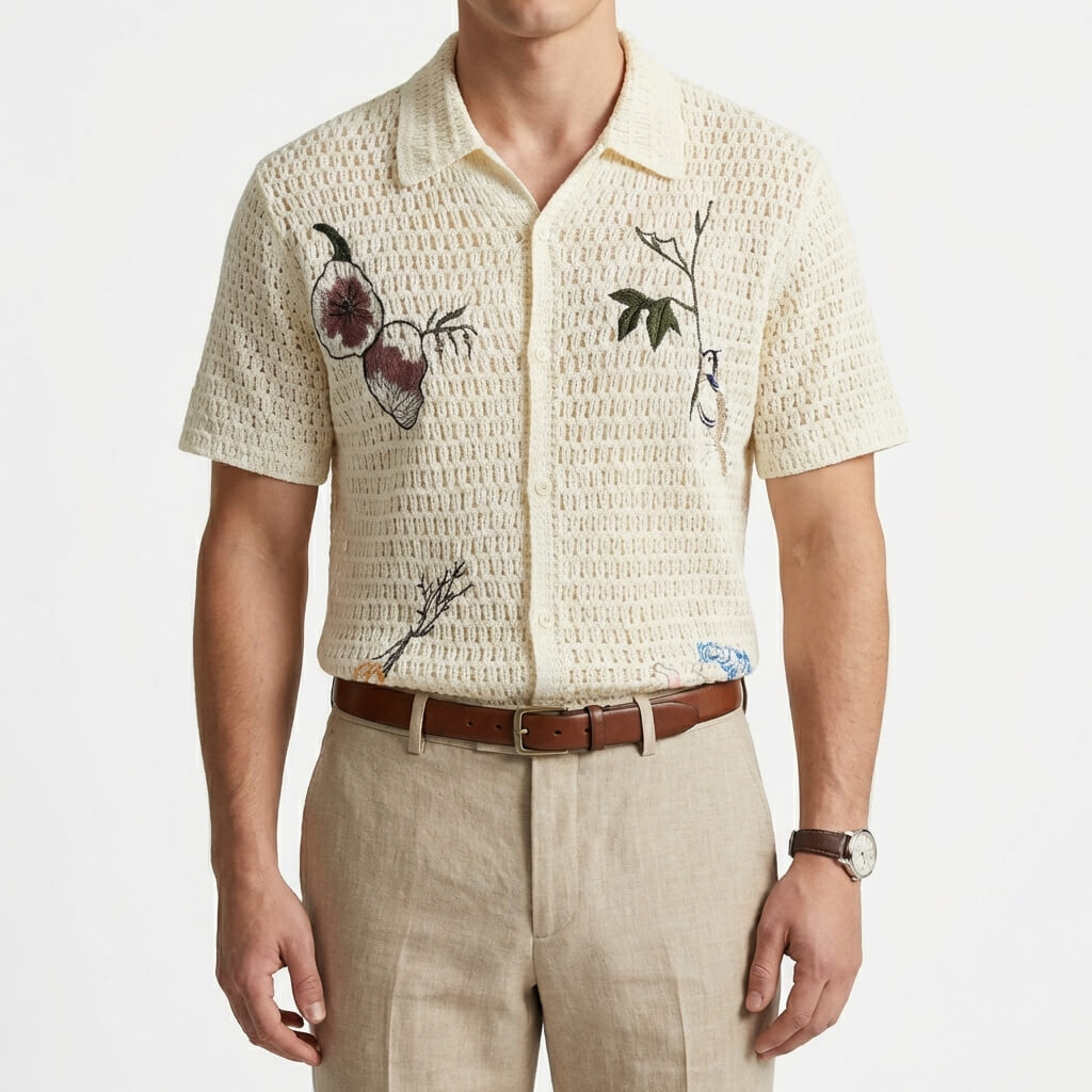 Capri Men Vintage Pattern Crochet Polo Blouse · Oliver Bradley