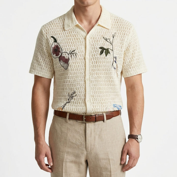Capri Men Vintage Pattern Crochet Polo Blouse · Oliver Bradley