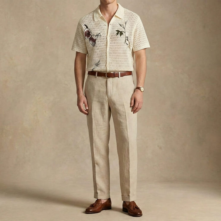 Capri Men Vintage Pattern Crochet Polo Blouse · Oliver Bradley