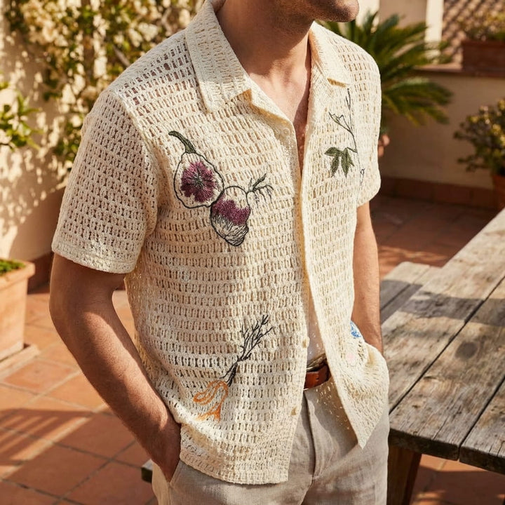 Capri Men Vintage Pattern Crochet Polo Blouse · Oliver Bradley