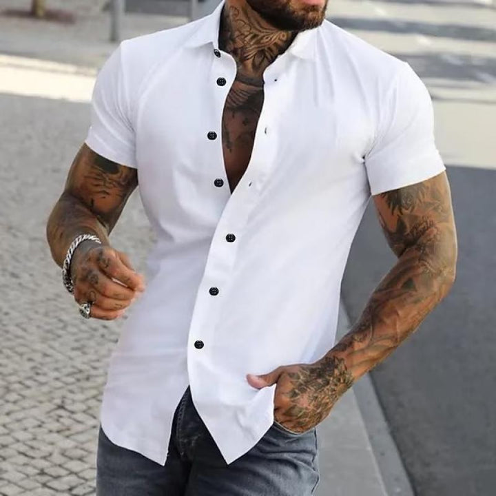 Cassian | Men's Classic Lapel Short-Sleeve Button-Down Shirt · Oliver Bradley