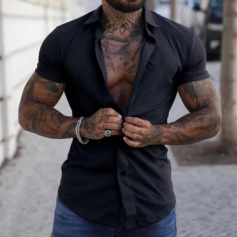 Cassian | Men's Classic Lapel Short-Sleeve Button-Down Shirt · Oliver Bradley