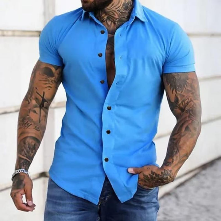 Cassian | Men's Classic Lapel Short-Sleeve Button-Down Shirt · Oliver Bradley