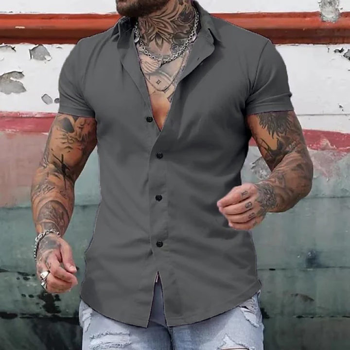 Cassian | Men's Classic Lapel Short-Sleeve Button-Down Shirt · Oliver Bradley