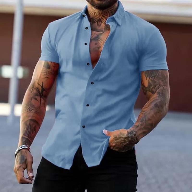 Cassian | Men's Classic Lapel Short-Sleeve Button-Down Shirt · Oliver Bradley