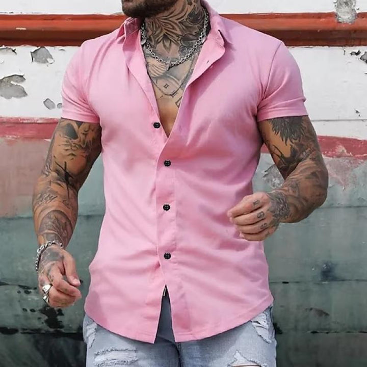 Cassian | Men's Classic Lapel Short-Sleeve Button-Down Shirt · Oliver Bradley