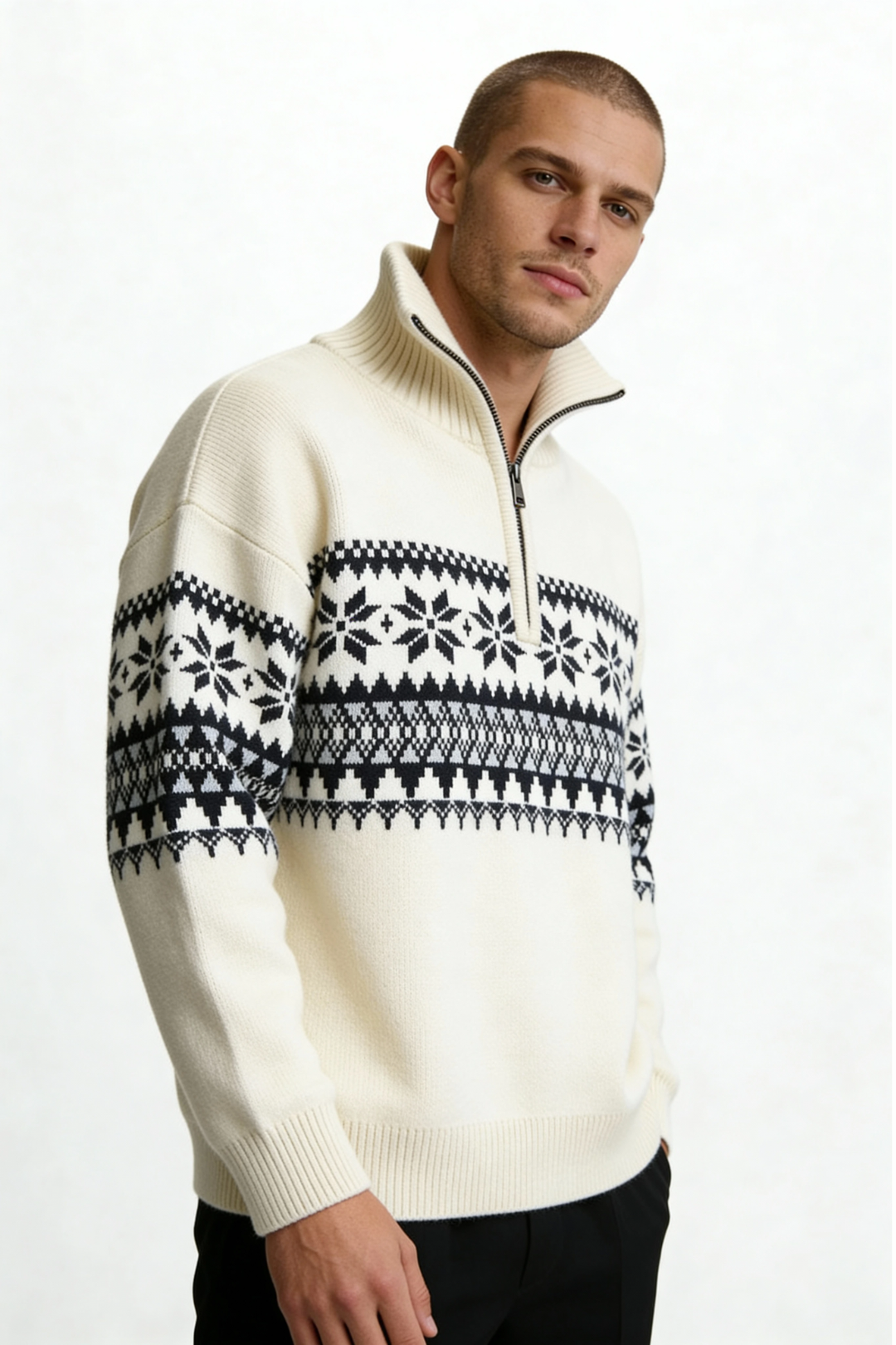 Ceilo Men Quarter-Zip Sweater - Ivory · Oliver Bradley