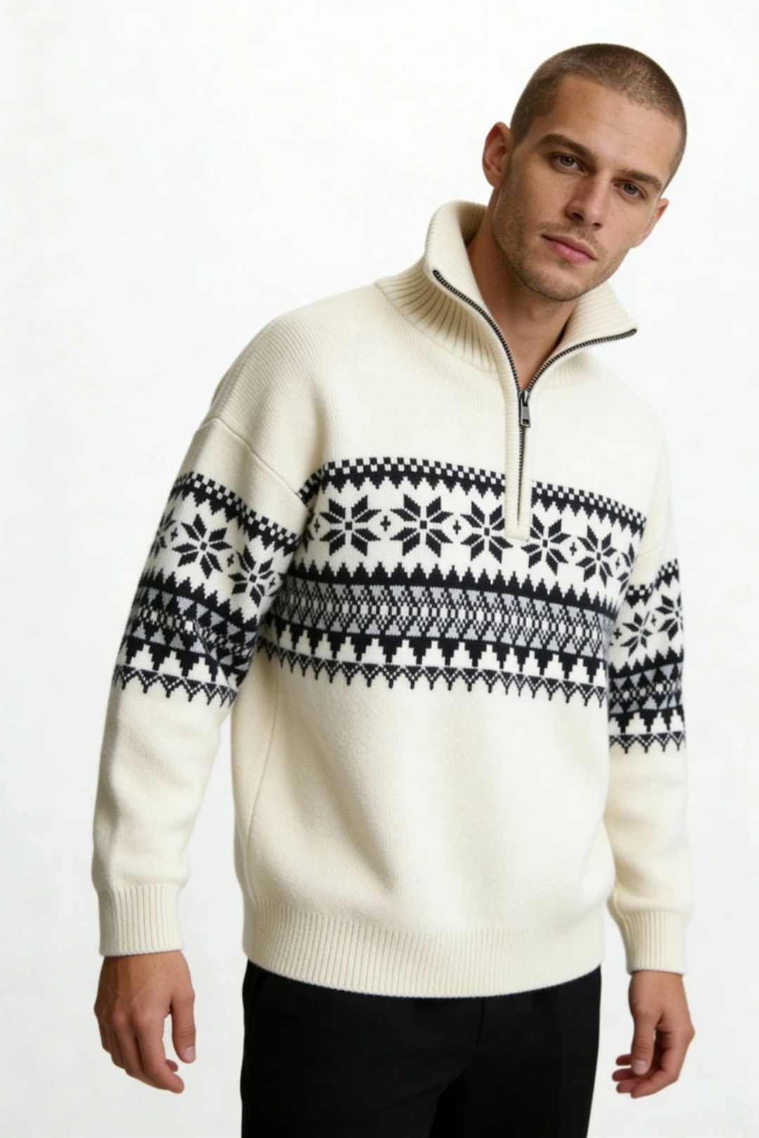 Ceilo Men Quarter-Zip Sweater - Ivory · Oliver Bradley